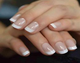 False Nails Summer Short Natural Nude White French Nail Tips Fake Gel Press on Ultra Easy Wear for Home Office 0616322W5261507