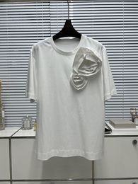Women's Tracksuits 2024 Fashion Suit Flower Short-sleeved T-shirt Chain Waist Design Shorts 2-piece Set 0425