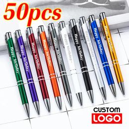 50pcs/lot Sell Custom Ballpoint Pen Metal Support Logo Advertising Wholesale Personalized Gift Engraved Name