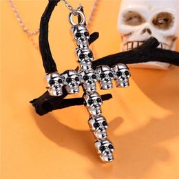 Pendant Necklaces Cute Female Cross Skull Necklace Vintage Silver Color Wedding Jewelry Gift For Women