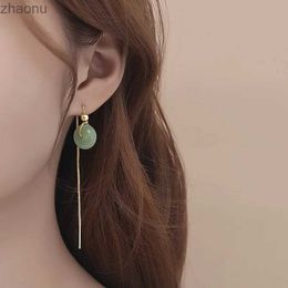 Dangle Chandelier Hetian Jade Ear Thread Transfer Safety Buckle Chinese Style Earrings Female Summer Temperature Ancient Style Online XW