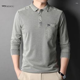 Men's Polos 2024 Autumn Winter Polo Shirts Luxury Embroidery Solid Colour Business Casual Male Tees Fashion Cotton Simple Man Tops 3XL