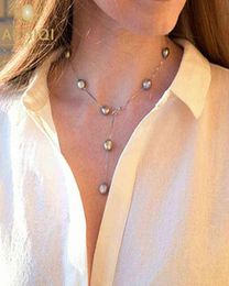 ASHIQI Real Pure Pure 925 Collana a sospensione a catena in argento in argento per donne 89mm grigio bianco naturale naturale barocco gioielli perle barocchi 228869284