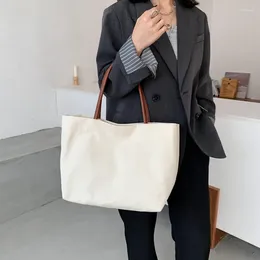 Shopping Bags Women Canvas Bag Large Reusable Grocery Shopper Black White Cloth Shoulder Simple Eco Handbag Tote For Girl