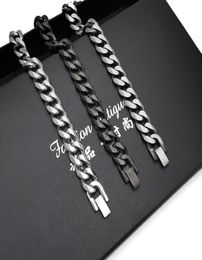 black bracelets mens stainless steel hip hop bracelet cuban link chain on hand retro bracelet steel gifts for man accessories1151864