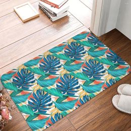 Bath Mats Tropical Palm Foot Mat Kitchen Shower Room Leaves Print Quick Dry Retro Bathroom Carpet Absorbent Anti Slip Toilet