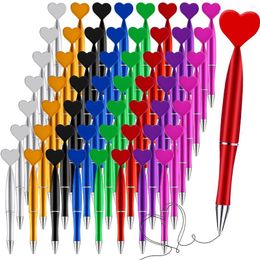 50Pcs Heart Rotary Ballpoint Pen Love Ball Pens Plastic Student School Supplies Stationery