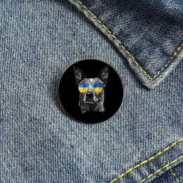 Brooches Dog Lover Ukrainian Flag Sunglasses Country Pin Custom Funny Shirt Lapel Bag Cute Badge Gift For Girl Friends