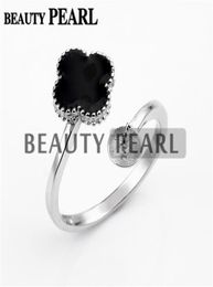 Pearl Ring Settings Black Cloverleaf Ring Base 925 Sterling Silver DIY Jewellery Semi Mount 5 Pieces3290407