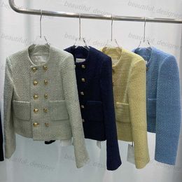 Designer women's jacket Store Autumn New Little Fragrant Style Unique Thick Tweed Double breasted Coat Girl