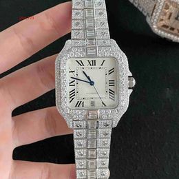 Stainless Steel Watch Premium Quality Fully Iced Out Watch VVS Clarity Moissanite Studded Diamond Watch for Men