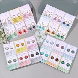 Dangle Earrings 6 Pairs/Set Colorful Shiny Unique Stud Earring Natural Druzy Crystal Stone Ear Trendy Charm Drop Party Jewelry