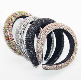 Whole Luxury Rhinestones Padded Hair Accessories Headbands for Women Crystal Hairbands Hair Hoop Baroque Headband 12 pcslot L9751142