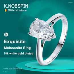 Cluster Rings KNOBSPIN 7 10mm 2ct Pear Cut Moissanite Solitaire For Women D VVS1 Lab Diamond Fine Jewelry Solid 925 Silver Wedding Ring