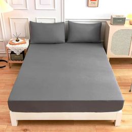 Product update1pc 100%Polyester Solid Fitted Sheet Mattress Cover Four Corners With Elastic Band Bed Sheetno pillowcases 240506