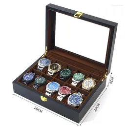 Watch Boxes 6/10/12 Grids Luxury Handmade Wood Box Watches Display Case Jewelry Holder Storage Organizer For Holding