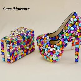 Dress Shoes MulticoLove Moments Lored Luxury Crystal Wedding And Bags Womens Thin Heel Party High Platform Woman