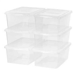 Storage Boxes Bins Maintays 17 Qt (4.25 gallons) Plastic stackable wardrobe storage box transparent 6 sets Q240506