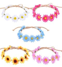 Straw hat rope long pointed sun flower garland Weaving small daisy hair band beach holiday hair band GB15233448791