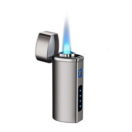 New Strong Direct Injection Three Straight Outdoor Windproof Blue Flame Refillable Lighter