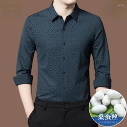 Men's Casual Shirts Mulberry Silk Long Sleeve Shirt For Men S High Quality 2024 4XL Spring Tops Camisas De Hombre