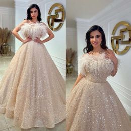 Line Evening A Elegant Glitter Crystal Sequins Feathers Sweetheart Formal Party Prom Dress Ruffle Dresses For Special Ocn es