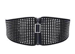 Elastic Waist Bandage Vintage Wild Waist Belt Ladies039 Decorative Wide Black Faux Leather Punk Retro Rivet Compote Belt 904a99917294