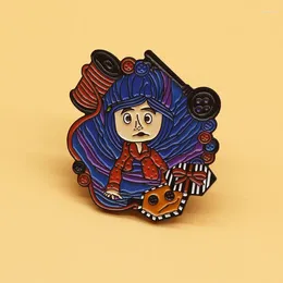 Brooches Halloween Gift Enamel Lapel Pin Horror Coraline Collect Badge Jewelry Adorn Backpack Hat Collar