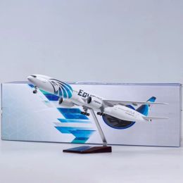 Miniatures 47CM 1/157 Scale 777 B777 Aircraft Egypt Air Airlines Model W Light and Wheel Landing Gear Diecast Plastic Resin Plane