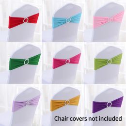 Sashes 50pcs/lot Stretch Lycra Spandex Chair Covers Bands With Buckle Slider For Wedding Decorations Wholesale Chair Sashes Bow heart