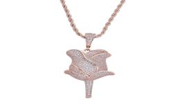 Fashione diamonds pendant necklaces for men women flower necklace western real gold plated copper zircon luxury Jewellery gift for 3527781