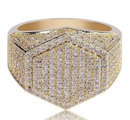With Side Stones Mens Ring Iced Out 3A Rhinestones Rings Sumptuous Jewlry Gold Silver Fashion Jewellery Whole Hip Hop6899451
