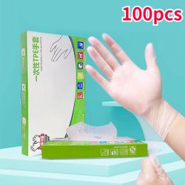 Gloves 100pcs TPE Disposable Gloves Transparent Disposable Gloves for Cooking Cleaning Clear Latex Free Food Prep Gloves Kitchen Tool