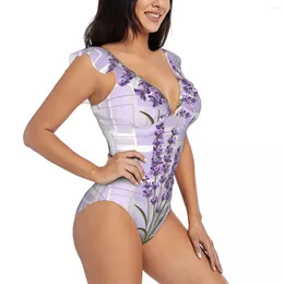 Women's Swimwear Sexy One Piece Swimsuit Women Geometric Floral With Rectangles Ruffled Monokini Female Bodysuit Girl Beach Bathing Suit