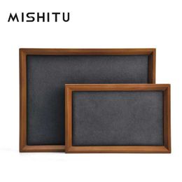 Jewelry Stand Mishitu solid wood jewelry tray used for earrings bracelets necklaces rectangular display racks trays Q240506