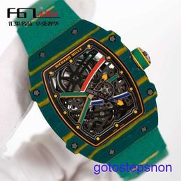 Gentlemen's RM Wrist Watch Rm67-02 Ntpt Carbon Fiber Quartz Titanium Metal Dial Machinery World Famous Chronograph