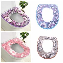 Toilet Seat Covers Toilet Seat Cover Flannel Winter Warm Prints Thicken Comfortable Soft Toilet Seat Cushion Waterproof Home Bathroom Accessories