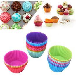 Case di silicone Cupcake Torta rotonda da forno stampi da 7 cm Rinominabile Muffin tazze da cucina Gadget Strumenti