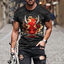 Men's T-Shirts Street T-shirt Y2K Harajuku Hip Hop Retro Facial Print 3D Print Extra Large T-shirt Mens Rock O-Neck Casual Fashion Trendy ShortsL2405