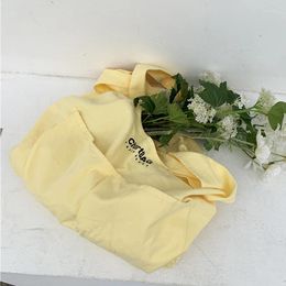 Shoulder Bags Ladies Canvas Shopping Bag Women Korean Solid Colour Letter Printing Handbag Female Big Book Casual Tote For Girls