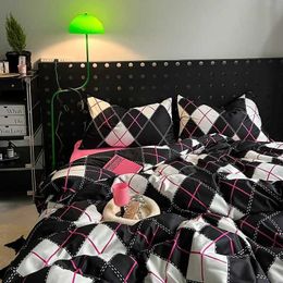 Bedding sets Korean Style Bedding Set Twin Queen Size Duvet Cover Flat Sheet Pillowcase Bed Linen Kids Adult Fashion Home Textile No Filling J240507