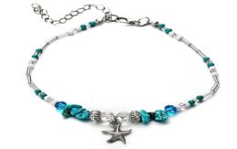 Bohemian Starfish Beads Stone Anklets for Women BOHO Silver Colour Chain Bracelet on Leg Beach Ankle Jewellery 2019 NEW Gifts1 1112 T4044912