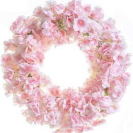 Decorative Flowers Wreaths 180Cm Pink Artificial Sakura Flowers Vine Wedding Party Garden Rose Arch Home Decor Christmas Background Wall Bridal Accessories