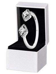 CZ diamond Square Sparkle Open Ring Authentic 925 Silver Rose gold Wedding Jewellery Original gift Box for Women Rings2492479