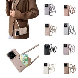 Suitable for 14Pro anti drop phone case, Xiaomi 13ulter crossbody leather card insertion and hanging rope, can carry zero wallet