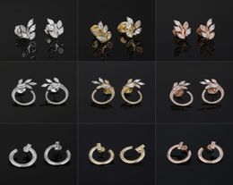 T Design open hoop stud earrings vine circle earrings 925 sterlling silver rose gold 18k gold plated Jewellery Luxury Brand Valentin7431364