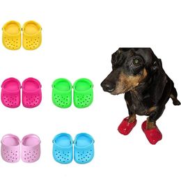 Summer Dog Shoes Hollow Out Slippers Pet Breathable Beach Flip Flops Casual Slipon Flats Sandals Puppy Small Hole 240428
