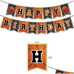 Other Event Party Supplies 39Pc Basketball Theme Diy Decoration Sports Boys Birthday Pl Flag Cake Insert Card Balloon Set Drop Deli Dh21J