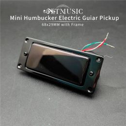 Accessories Mini Humbucker Sealed Electric Guitar Pickup Neck&Bridge Coil Splitting Pickup for LP Guitar Black/Chrome 68X29MM