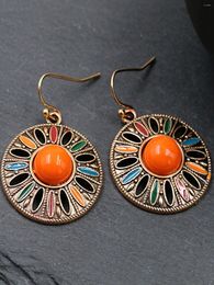 Dangle Earrings 2 Summer Retro Round Geometry Women's Bohemian Style Fake Personality Accessories